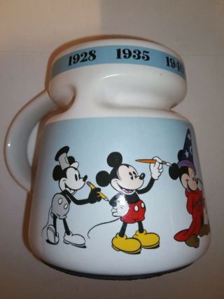 Disney Mickey Mouse Ceramic Travel Coffee Mug Through The Years 1928 To Today