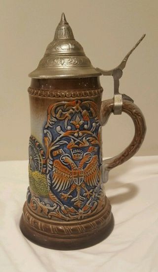 King Hand Made/hand - Painted/ German Beer Stein,  1/2.  King 3.  419