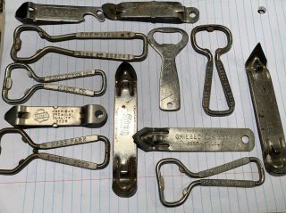12 Vintage Beer Can & Bottle Openers - Pabst - Hyde Park - Stag - Hamms - Blatz - Budweiser