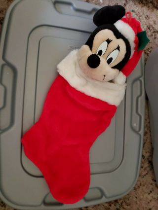 Disney Store Minnie Mouse Plush 3d Christmas Holiday Stocking 24 "