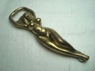 Awesome Vintage Solid Brass Bottle Opener Naked Nude Woman Nos