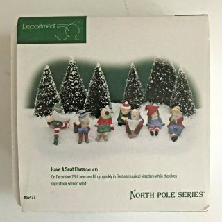 Dept 56 North Pole Series Have A Seat Elves 56437 Accessory Set 6 Figurines