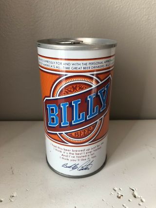 Vintage Billy Carter Steel Pull Tab 12 Oz Beer Can Full Rare Wow