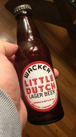 Old Wacker Little Dutch Beer Bottle Lancaster Pa Painted Label Advertising