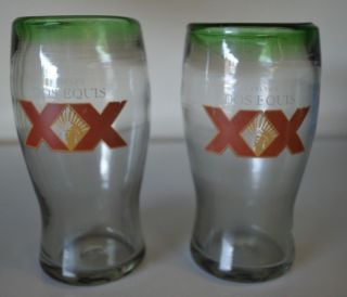 Set Of 2 Dos Equis Xx Hand Blown Mexican Beer Glass 16 Oz - Awesome - Man Cave,  Bar