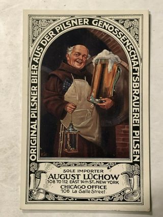 1907 - 12 Genossenschaftsbrauerei Pilsner Beer August Luchow Chicago Postcard