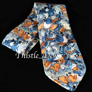 Disney Angry Donald Duck Necktie Tie 100 Silk Italy Men Store Novelty Exclusive