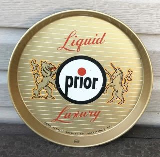 Vintage Prior Beer Metal Tin Litho 12 " Tray Scheidt Brewing Co Norristown Pa