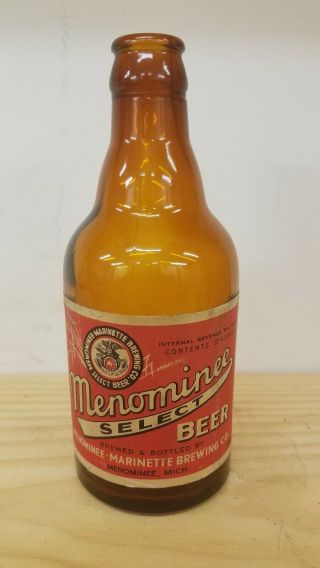 Menominee Marinette Brewing Co Michigan Vtg Select 12 Oz Steinie Beer Bottle