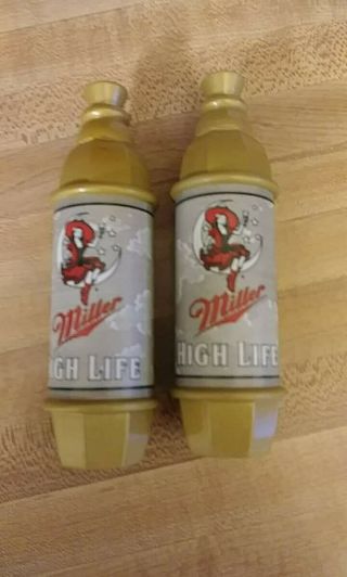 2 - Miller High Life Vintage Beer Tap Handles,  Small 51/4 " W/crescent Moon Lady