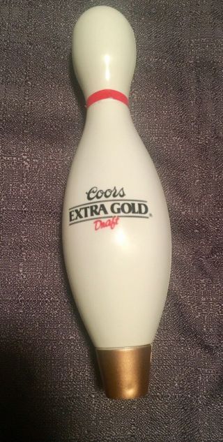 Vintage Rare Coors Extra Gold Draft Beer Bowling Pin Tap Handle
