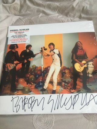Signed Primal Scream Maximum Rock N Roll Double Vinyl.  By Bobby Gillespie.