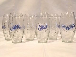 Set Of 6 Miller Lite Football Shaped Beer Glasses