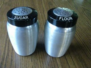 Vintage Kromex Spun Aluminum Sugar & Flour Shakers