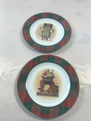 Norman Rockwell Set Of 2 The Saturday Evening Post 7.  5 " Plastic Plates Christmas