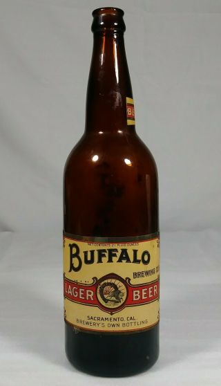 Pre Prohibition Buffalo Brewing Co.  Lager Beer 21 Ounce Bottle Sacramento Ca