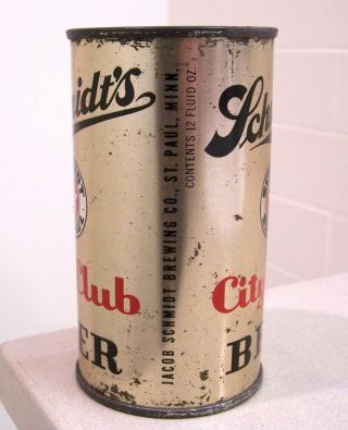 tough c.  1950s SCHMIDT ' S City Club flat top beer can from St.  Paul,  MN 2