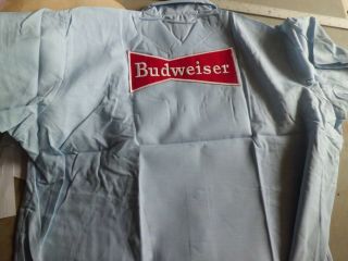 BUDWEISER VINTAGE 1980 ' s Beer Driver Long Sleeve Delivery Shirt sz 17 - 17 1/2 3