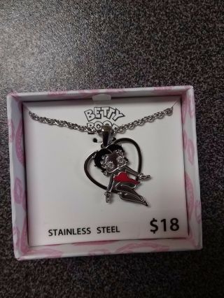 Betty Boop Stainless Silver Necklace