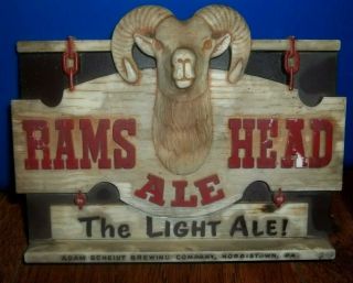 Vintage Rams Head Ale The Light Ale Sign Adam Scheidt Brewing Co Norristown Pa