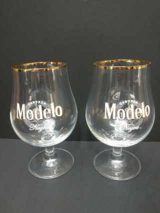 Modelo Negra.  4 L Bristol Glass 24 Karat Gold Rim Set Of Two Glasses