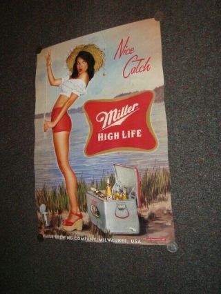 Circa 2004 Miller Beer Sexy Girl Poster,  Catch