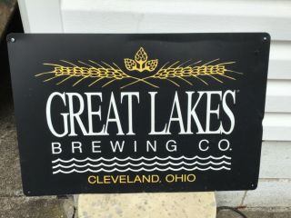 Vintage Great Lakes Brewing Company Metal Beer Bar Tin Sign Cleveland Ohio