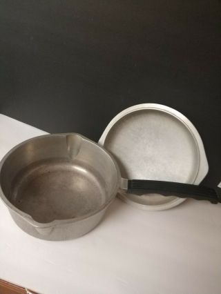 Vintage Hammered Cast Aluminum Sauce Pot Pan Covered Lid 9.  25 " Queensware