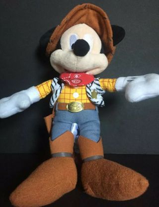 Disney Parks Mickey Mouse Plush As Sheriff Woody On Toy Story Stuffed Animal 11” 2
