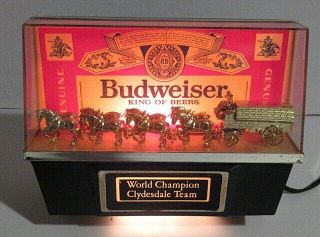 Vintage Budweiser Beer World Champion Clydesdale Team Counter Top Lighted Sign