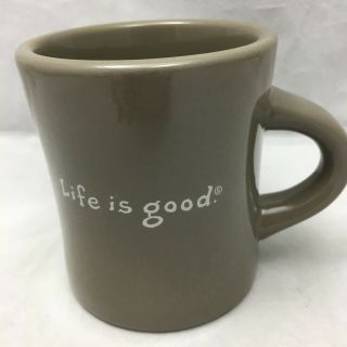 Life Is Good Coffee Mug Tea Cup Grateful Dad Grey White Home Brand Height 4 "