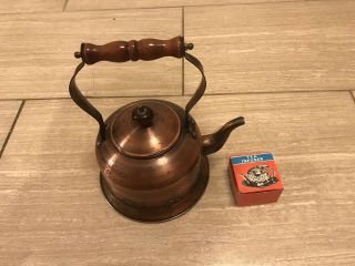 Vintage Large Copper Tea Pot W/ Handle & Lid & Tea Infuser