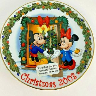 Grolier Collectible Disney Christmas Plate 2003 Mickey Mouse Home For Holidays