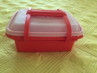 Vtg Classic 70s Orange Tupperware Pak - N - Carry Lunch Box w/containers 11 pc Kit 2