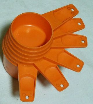 Vintage Tupperware Orange Measuring Cup Set,  6 Cups Baking Plastic