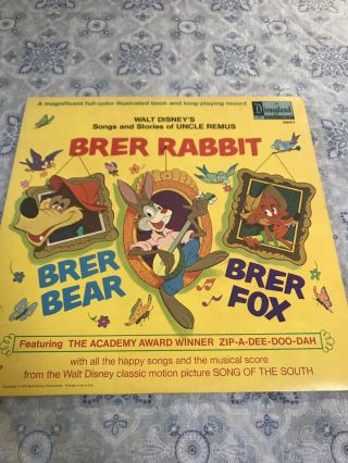 Walt Disney Uncle Remus Brer Rabbit Bear Fox Vinyl Lp Record Disneyland 3907