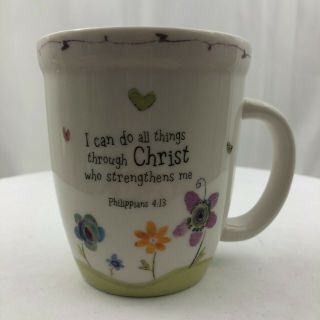 Natural Life Blessings Philippians 4:13 Flowers & Hearts Coffee Mug
