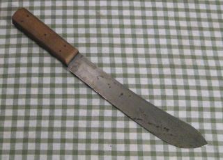 Vtg.  Large 5 Pin Handle Green River Carbon Steel Fixed Blade Butcher Knife