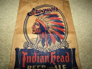 IROQUOIS INDIAN HEAD beer & ale (Indian Chief) 1930 ' s paper bag YORK 2