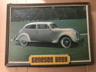 Vintage Genesee Beer Lighted Shadow Box Insert 1934 Chrysler Airflow