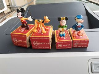 4 Vintage & In The Box Marx Disneykins Mickey Minnie Donald & Pluto