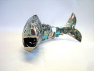 8  Abalone Shell Articulated Fish Bottle Opener Vintage Barware 2