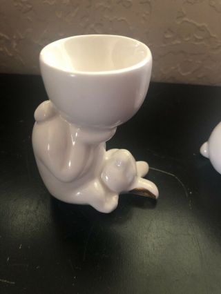 Ceramic Rabbit White Hard Boil Egg Cup Set Of 2 3