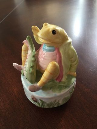 Beatrix Potter Peter Rabbit Musical Figurine by Schmid Frog Jeremy Fisher 2