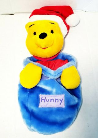 Disney Winnie The Pooh Plush Hunny Pot Christmas Stocking With Santa Hat