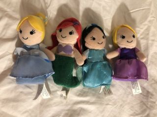 4x Disney Store Princess Finger Puppets Dolls Ariel Jasmine Rapunzel Cinderella
