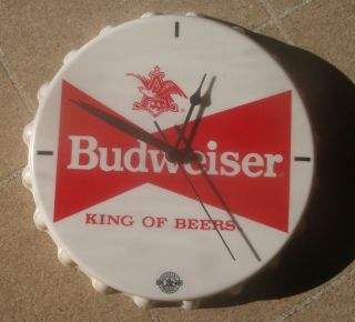 Vintage Official Budweiser Beer Bottle Cap Wall Clock King Of Beers