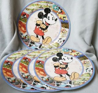Set 4 Zak Designs Disney Mickey Mouse Sketch Art Melamine Plates Comic Large 11