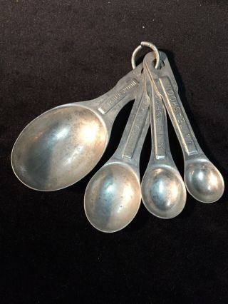 Vintage Aluminum Measuring Nesting Spoons Set Of 4 Kitchen Tools U.  S.  St’d Marked