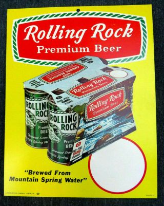 1969 Rolling Rock Premium Beer Ring - Pull Cans 13.  5 X 10 " Store Sign Latrobe Pa
